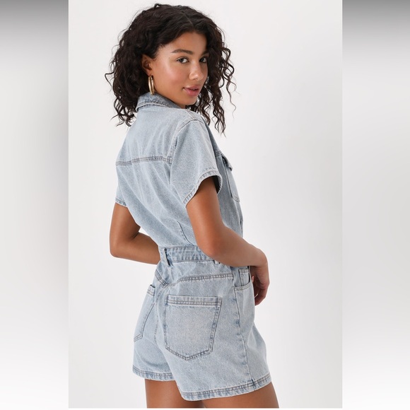 Denim button down romper - Picture 3 of 4